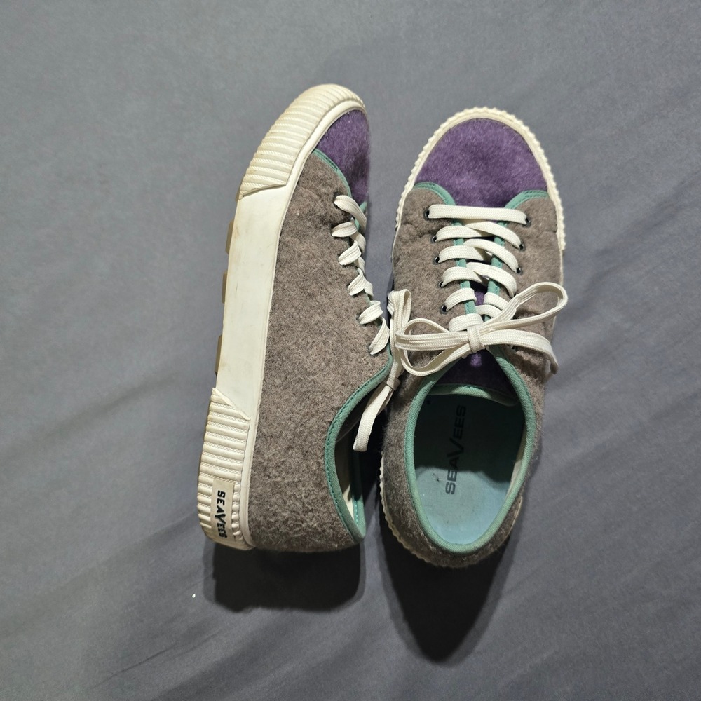 SeaVees Wheeler Sneaker Womens 9 Mushroom Felted Wool Purple Toe Low Top 207200